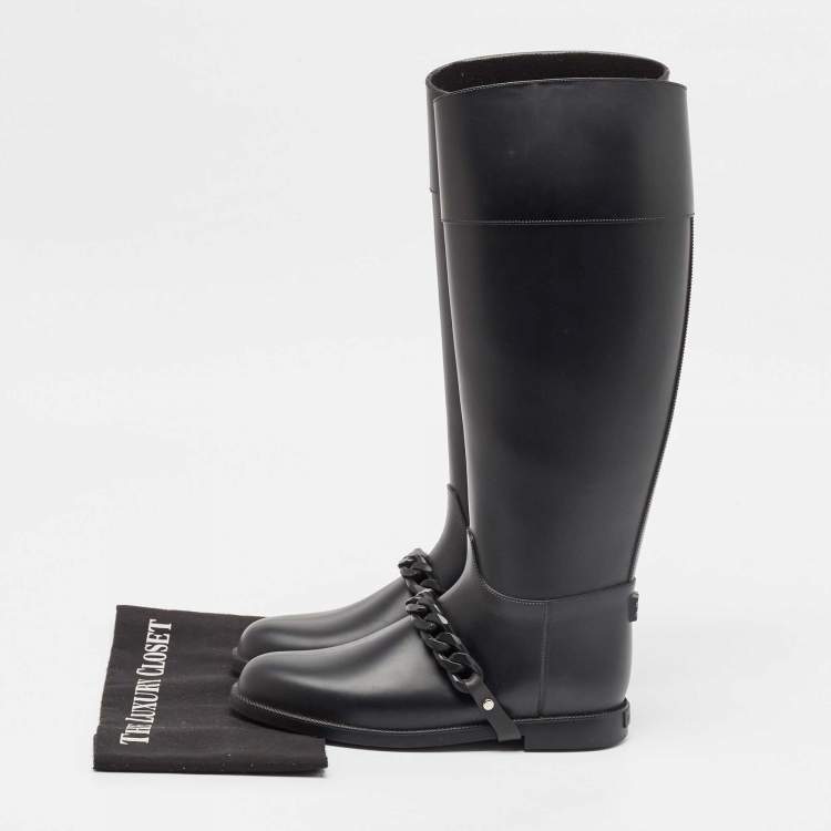 Pre Owned Givenchy Black Rubber Pluie Chain Rain Boots Size 38