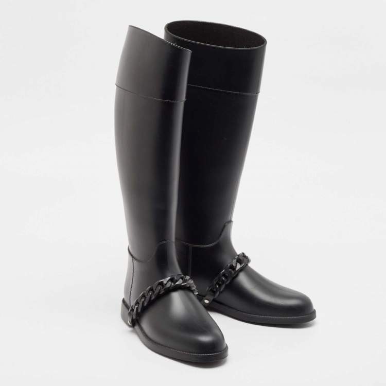 Pre Owned Givenchy Black Rubber Pluie Chain Rain Boots Size 38