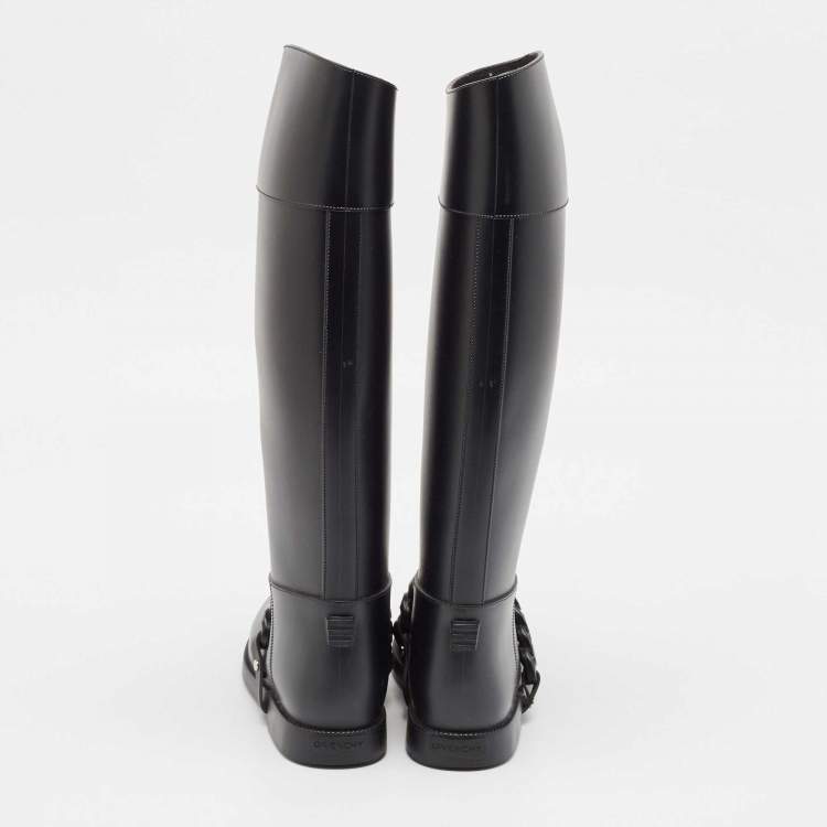 Pre Owned Givenchy Black Rubber Pluie Chain Rain Boots Size 38