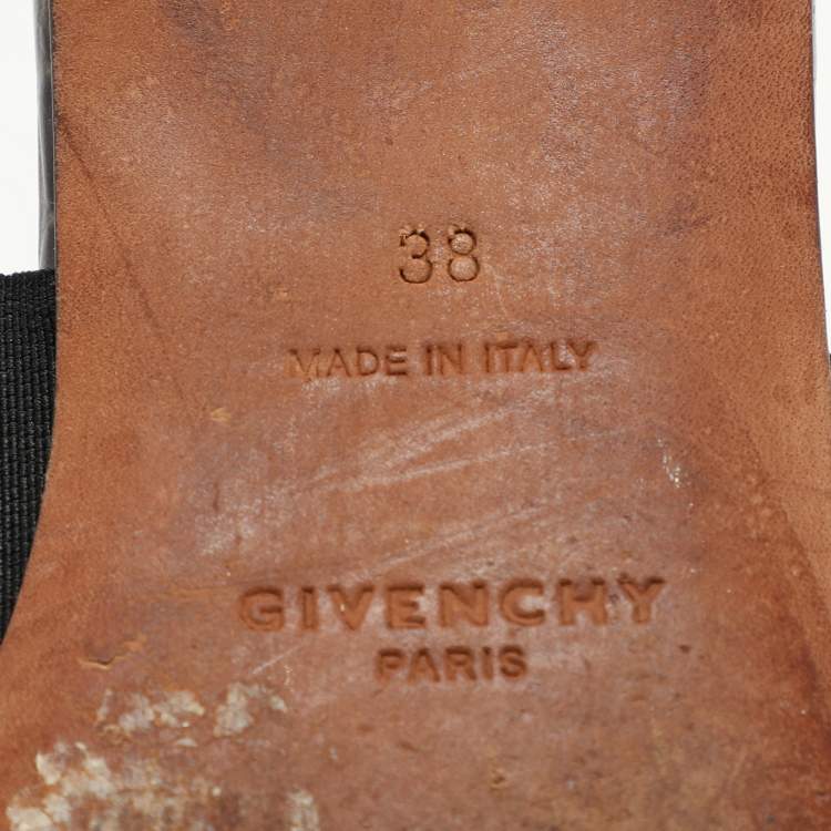 Pre Owned Givenchy Black Croc Embossed Leather and Elastic Bedford Mules Size 38