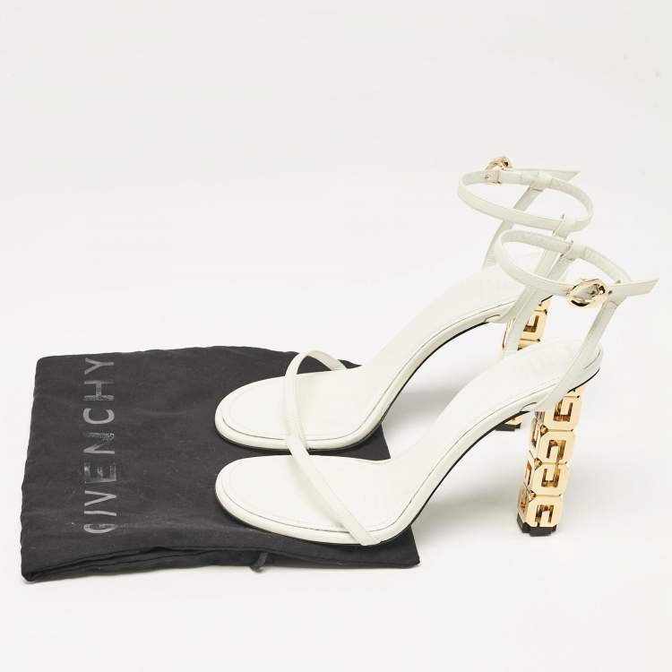 Pre Owned Givenchy White Leather Ankle Strap Sandals Size 39