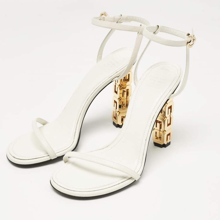 Pre Owned Givenchy White Leather Ankle Strap Sandals Size 39