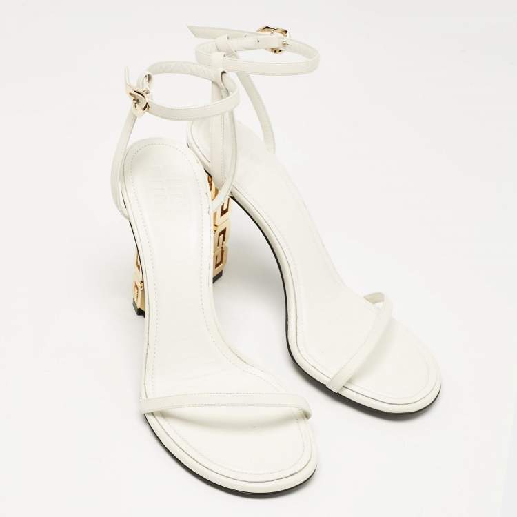Pre Owned Givenchy White Leather Ankle Strap Sandals Size 39