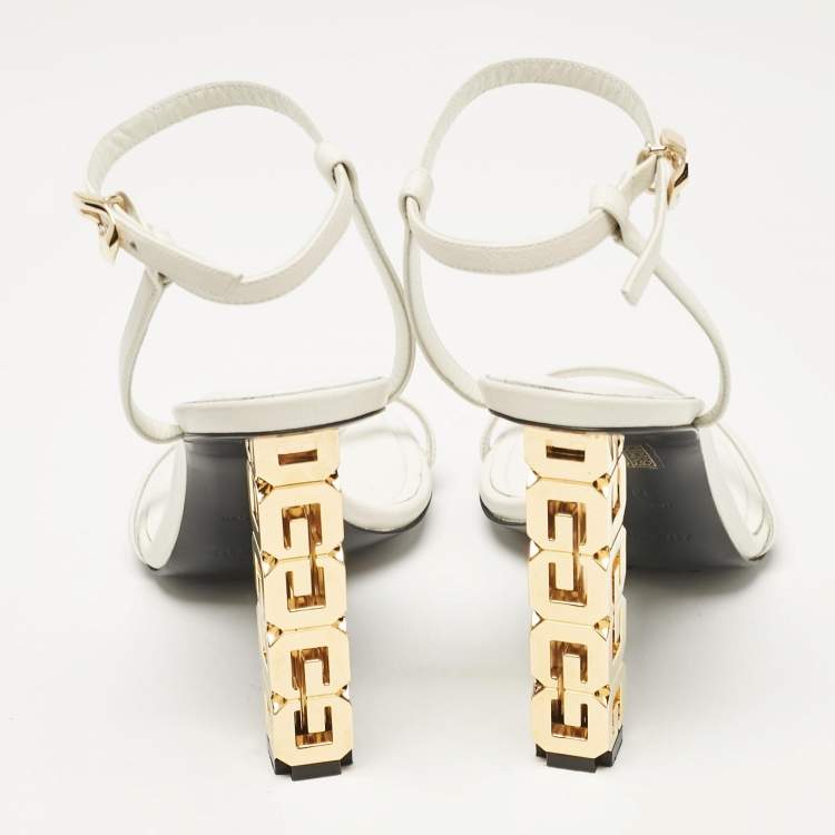 Pre Owned Givenchy White Leather Ankle Strap Sandals Size 39