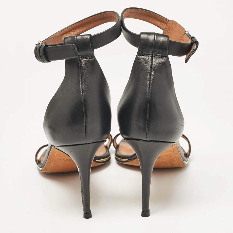 Pre Owned Givenchy Black Leather Nadia Ankle Strap Sandals Size 41