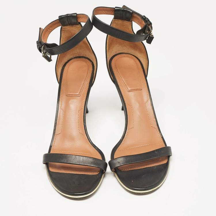 Pre Owned Givenchy Black Leather Nadia Ankle Strap Sandals Size 41