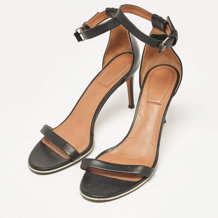 Pre Owned Givenchy Black Leather Nadia Ankle Strap Sandals Size 41