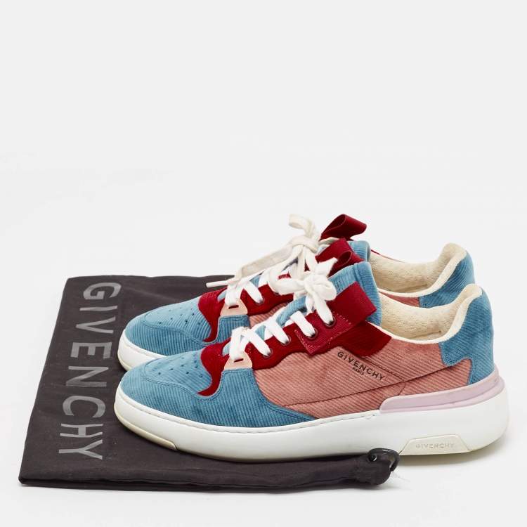Pre Owned Givenchy Multicolor Velvet Lace Up Sneakers Size 38