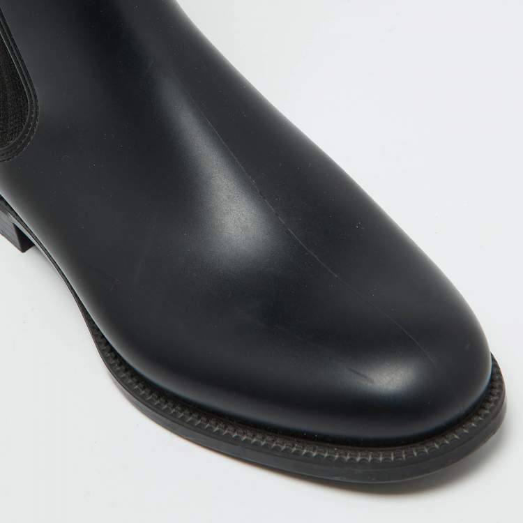 Pre Owned Givenchy Black Stretch Fabric and Rubber Storm Thigh High Boots Size 39