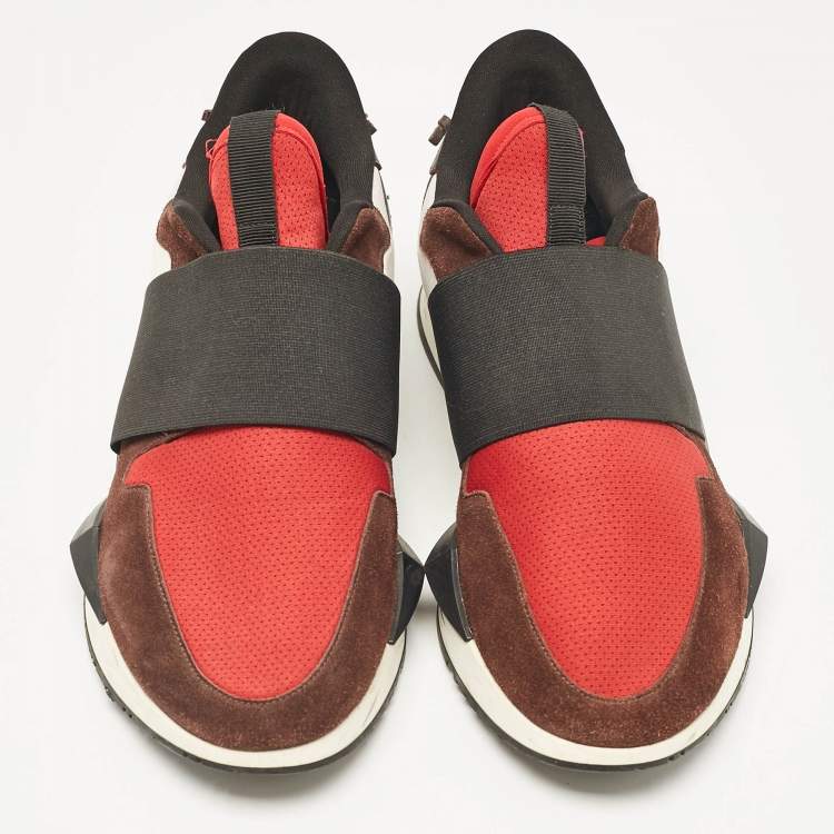 Pre Owned Givenchy Multicolor Suede and Stretch Fabric Slip On Sneakers Size 38