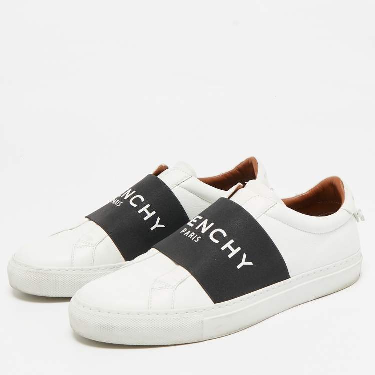 Pre Owned Givenchy White/Black Leather Urban Street Slip On Sneakers Size 38