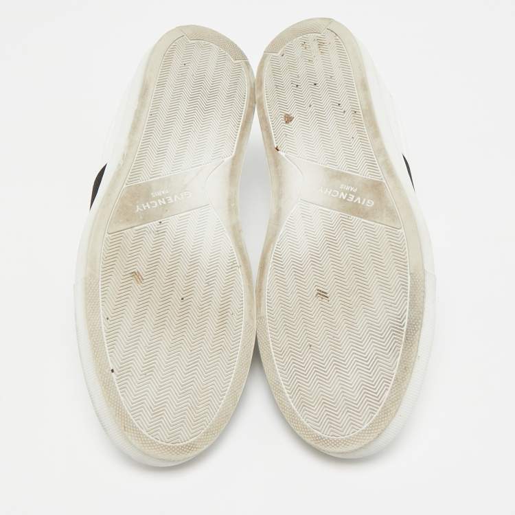 Pre Owned Givenchy White/Black Leather Urban Street Slip On Sneakers Size 38