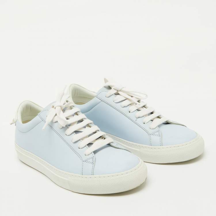 Pre Owned Givenchy Baby Blue/White Leather Urban Street Low Top Sneakers Size 38