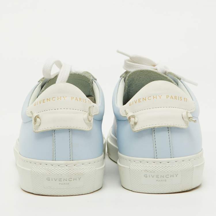 Pre Owned Givenchy Baby Blue/White Leather Urban Street Low Top Sneakers Size 38