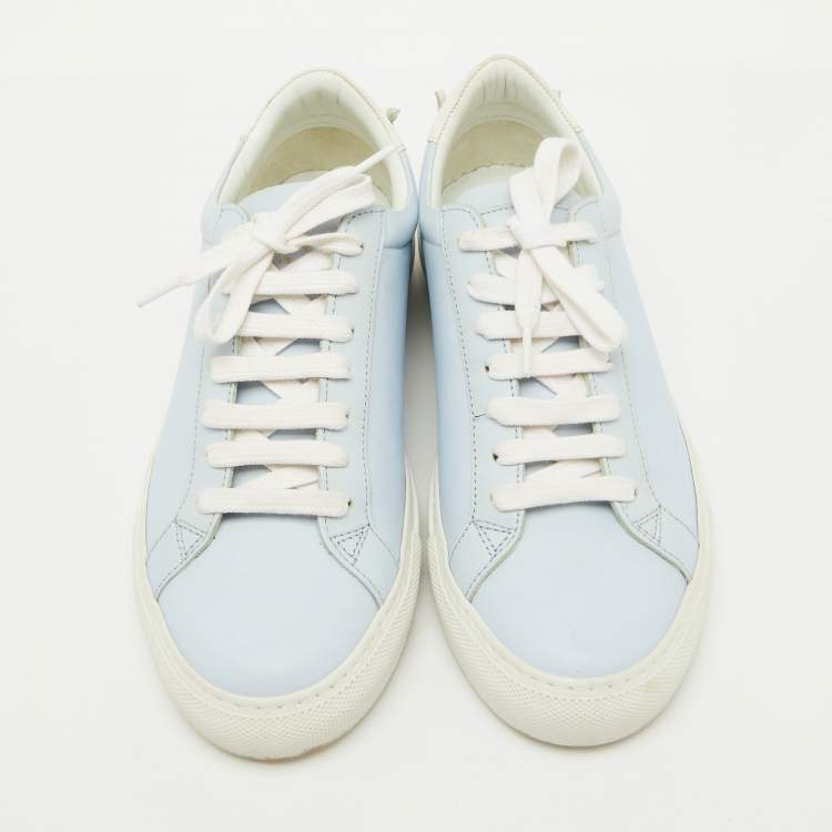 Pre Owned Givenchy Baby Blue/White Leather Urban Street Low Top Sneakers Size 38