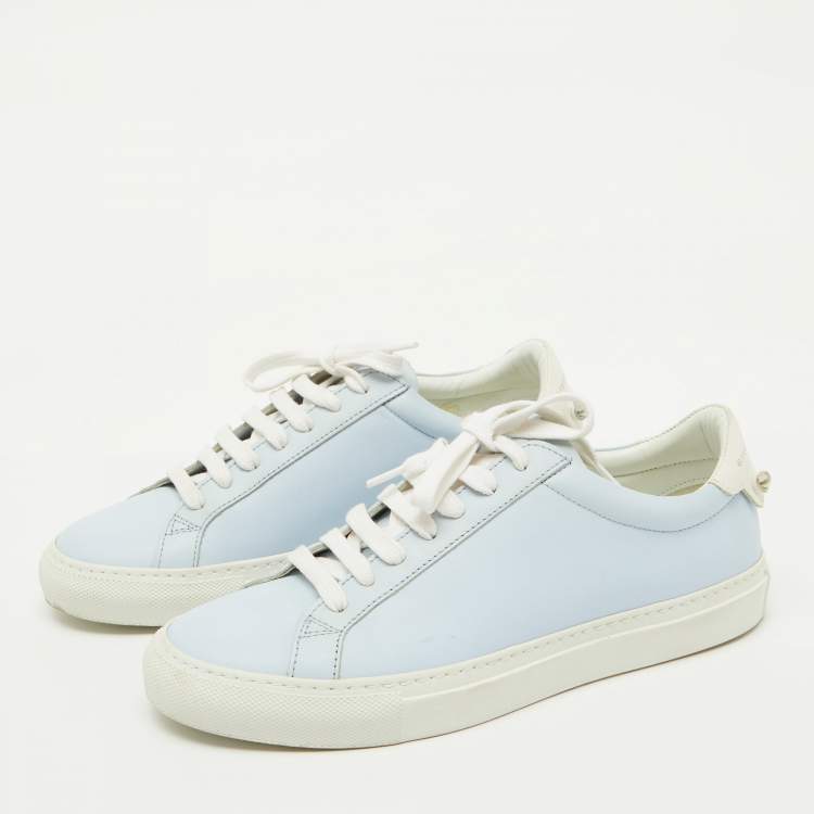 Pre Owned Givenchy Baby Blue/White Leather Urban Street Low Top Sneakers Size 38