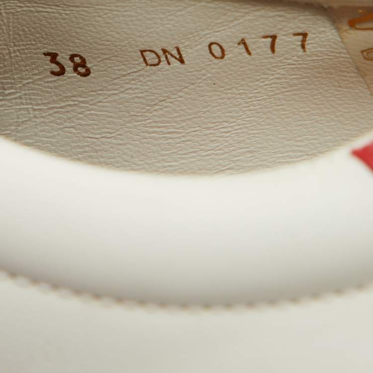 Pre Owned Givenchy White/Red Leather and Mink Fur Urban Street Slip On Sneakers Size 38