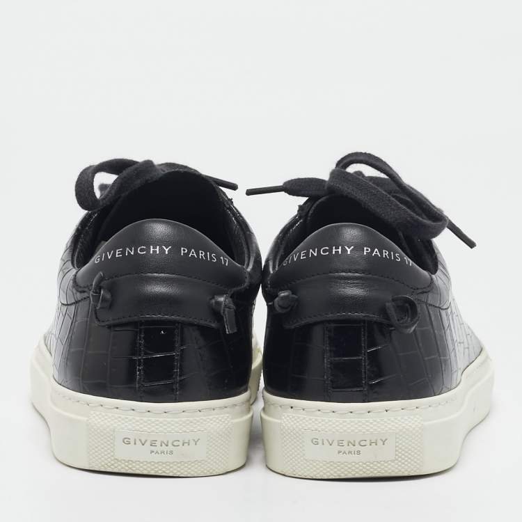 Pre Owned Givenchy Black Croc Embossed Leather Urban Street Sneakers Size 38.5