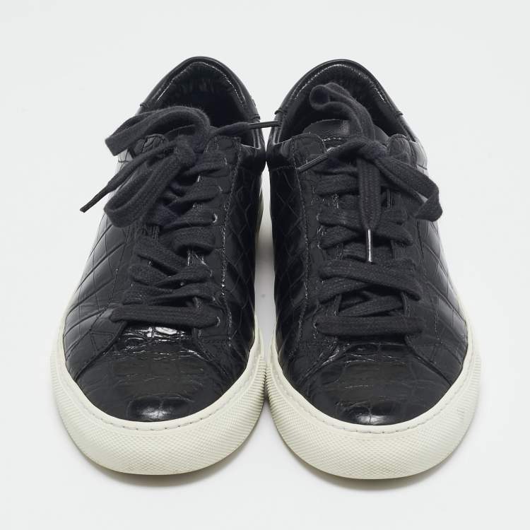 Pre Owned Givenchy Black Croc Embossed Leather Urban Street Sneakers Size 38.5