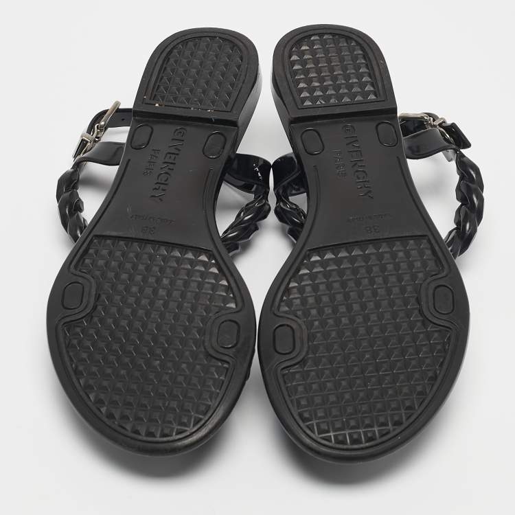 Pre Owned Givenchy Black Jelly Chain Flat Sandals Size 38