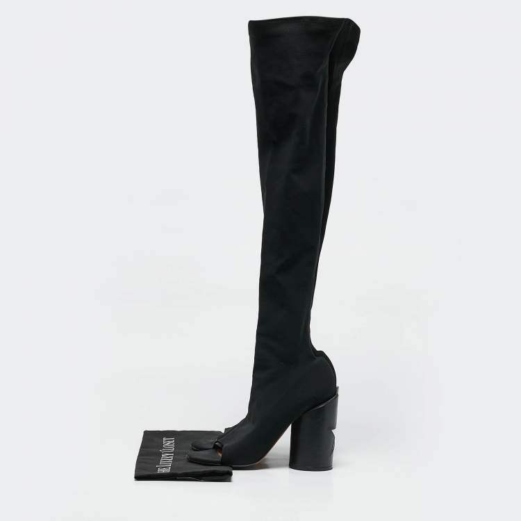 Pre Owned Givenchy Black Stretch Fabric Over The Knee Boots Size 39