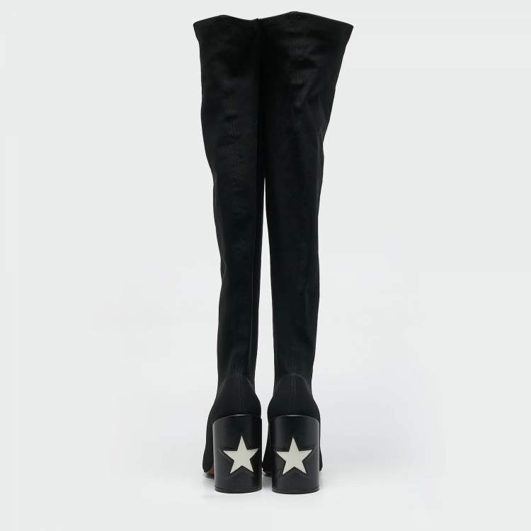 Pre Owned Givenchy Black Stretch Fabric Over The Knee Boots Size 39