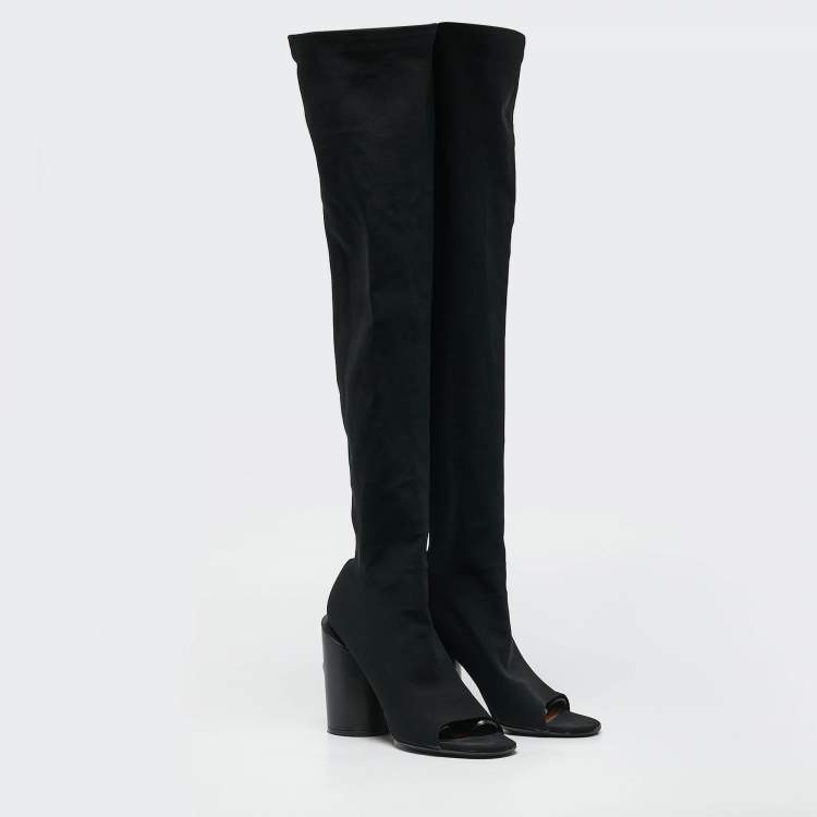 Pre Owned Givenchy Black Stretch Fabric Over The Knee Boots Size 39