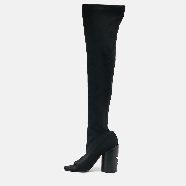 Pre Owned Givenchy Black Stretch Fabric Over The Knee Boots Size 39