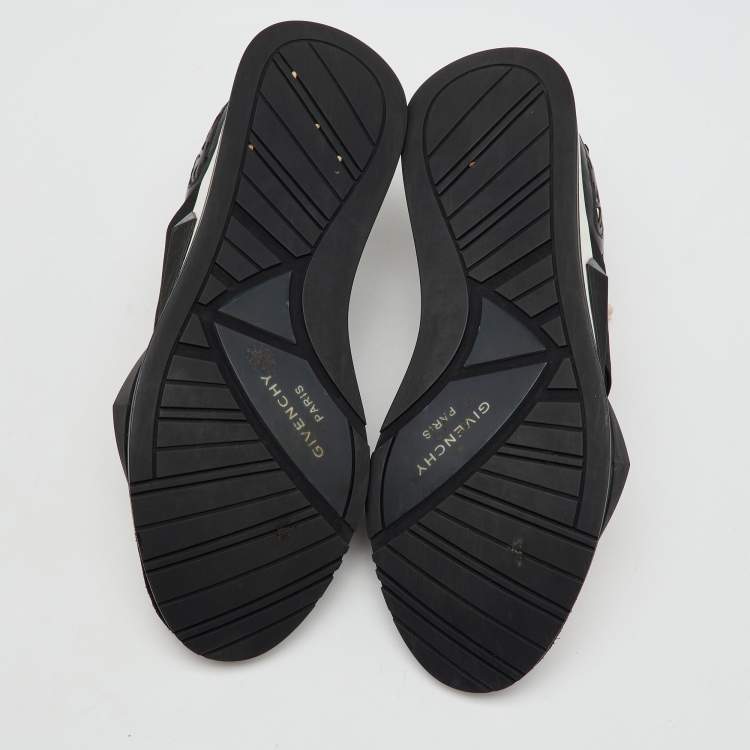 Pre Owned Givenchy Black/Light Pink Neoprene and Leather Runner Elastic Slip On Sneakers Size 39.5