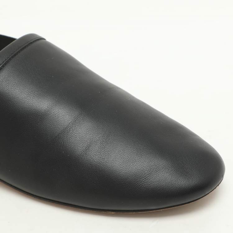 Pre Owned Givenchy Black Leather and Elastic Rivington Slingback Flats Size 37.5