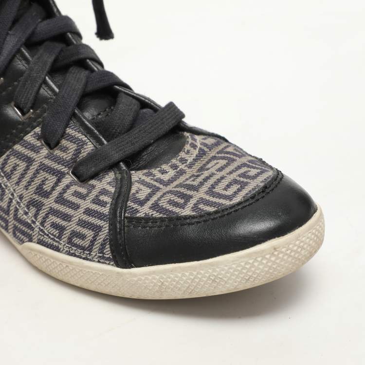 Pre Owned Givenchy Blue Canvas Logo High Top Sneakers Size 40