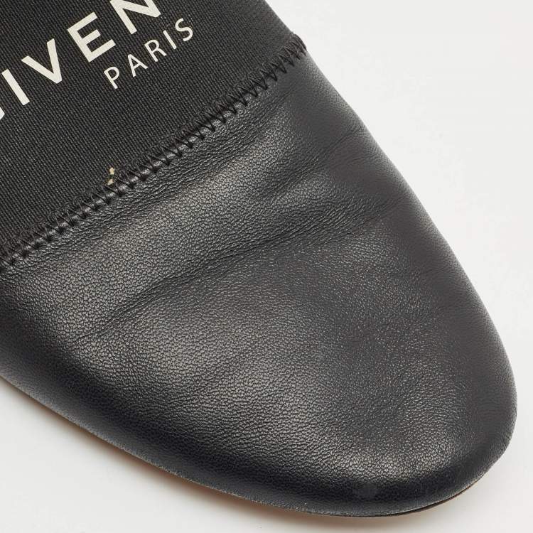 Pre Owned Givenchy Black/Silver Leather Bedford Flat Mules Size 39