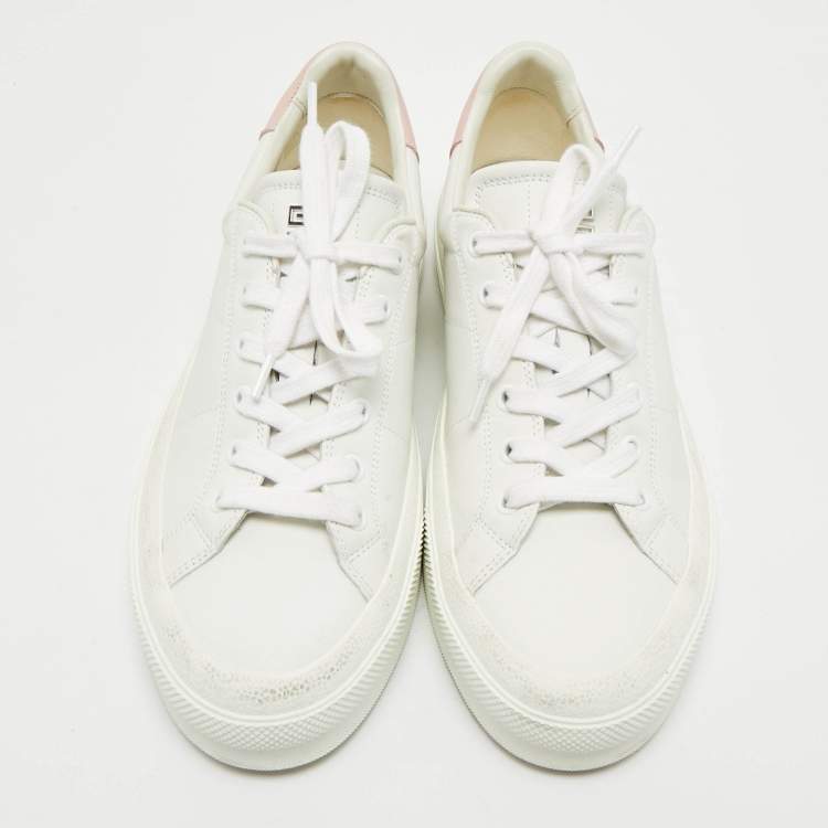 Pre Owned Givenchy White/Pink Leather Low Top Sneakers Size 40