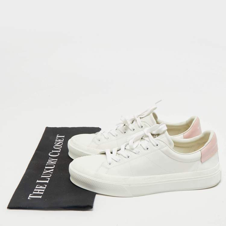 Pre Owned Givenchy White/Pink Leather Low Top Sneakers Size 40