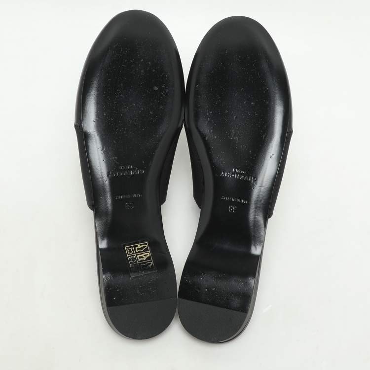 Pre Owned Givenchy Black Leather and Elastic Bedford Flat Mules Size 38
