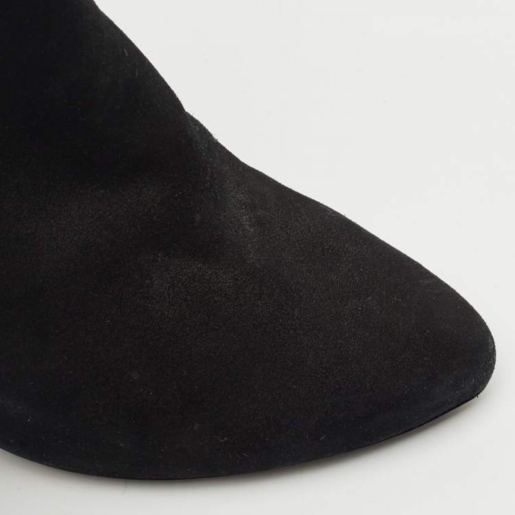 Pre Owned Givenchy Black Suede Ankle Length Boots Size 37.5