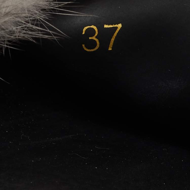 Pre Owned Givenchy Grey Mink Fur Flat Slide Sandals Size 37