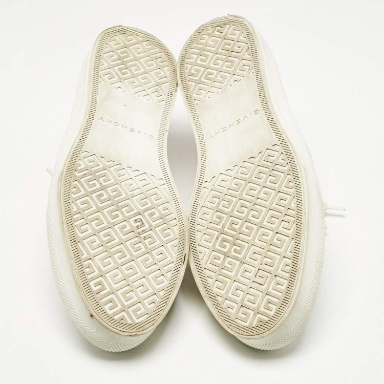 Pre Owned Givenchy White/Pink Leather And Canvas Lace Up Sneakers Size 40