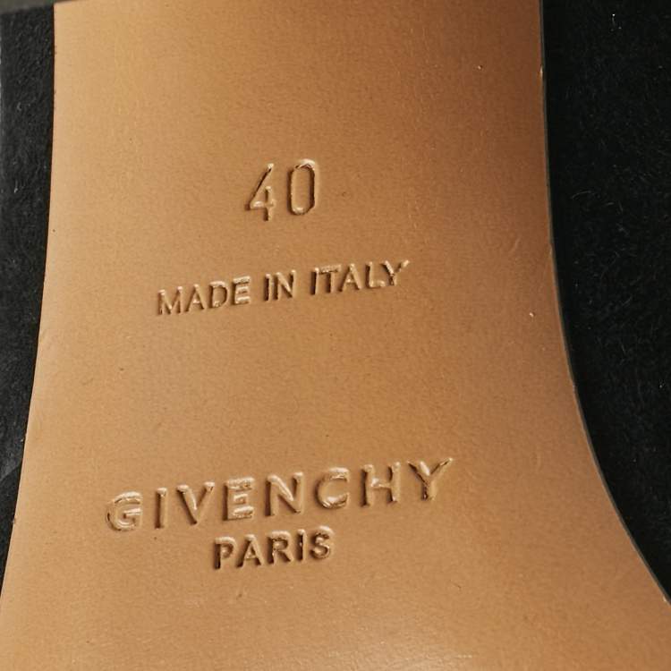 Pre Owned Givenchy Black Suede Crystal Embellished Block Heel Mules Size 40