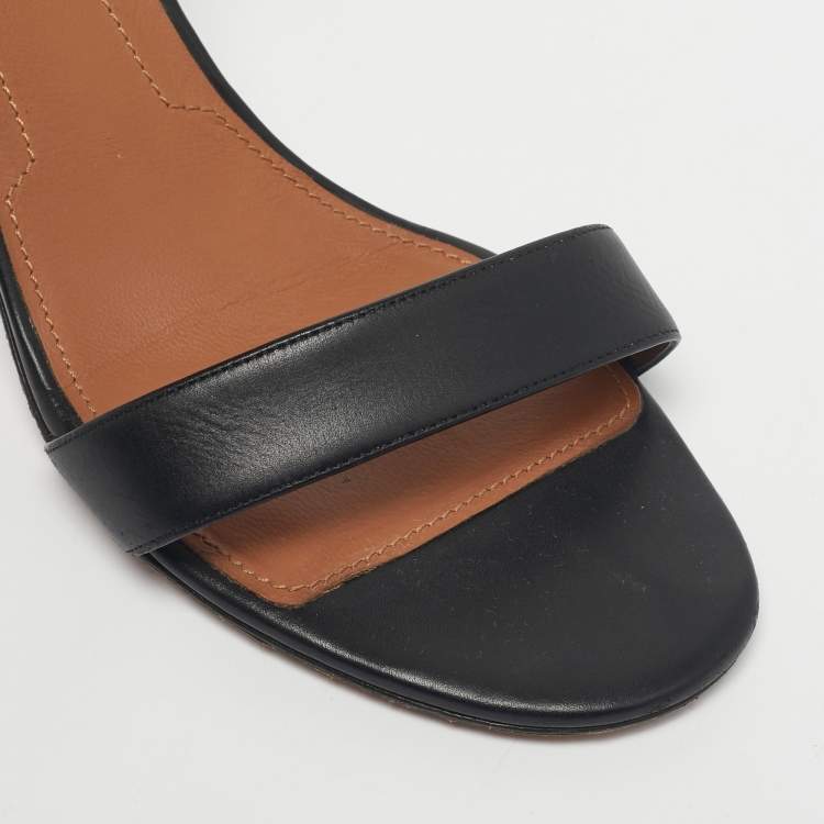 Pre Owned Givenchy Black Leather Ankle Strap Sandals Size 38.5