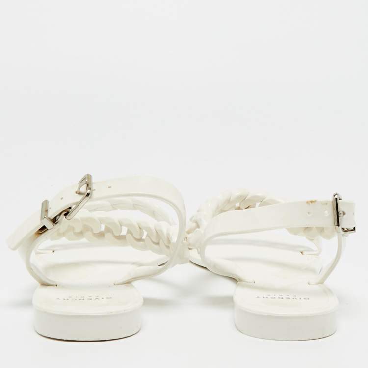 Pre Owned Givenchy White Jelly Chain-Link Flat Sandals Size 37