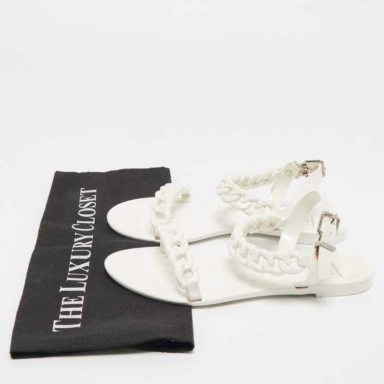 Pre Owned Givenchy White Jelly Chain-Link Flat Sandals Size 37