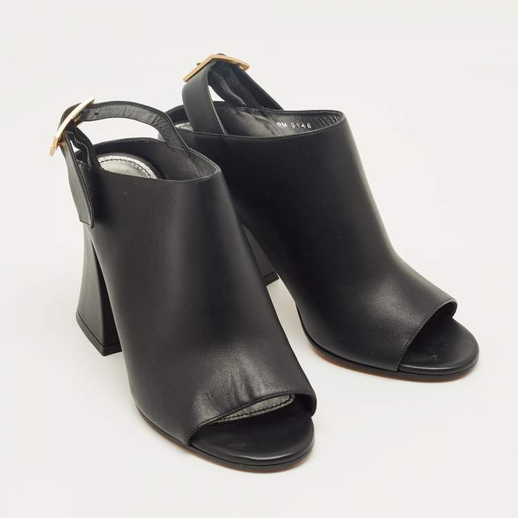 Pre Owned Givenchy Black Leather Slingback Sandals Size 38