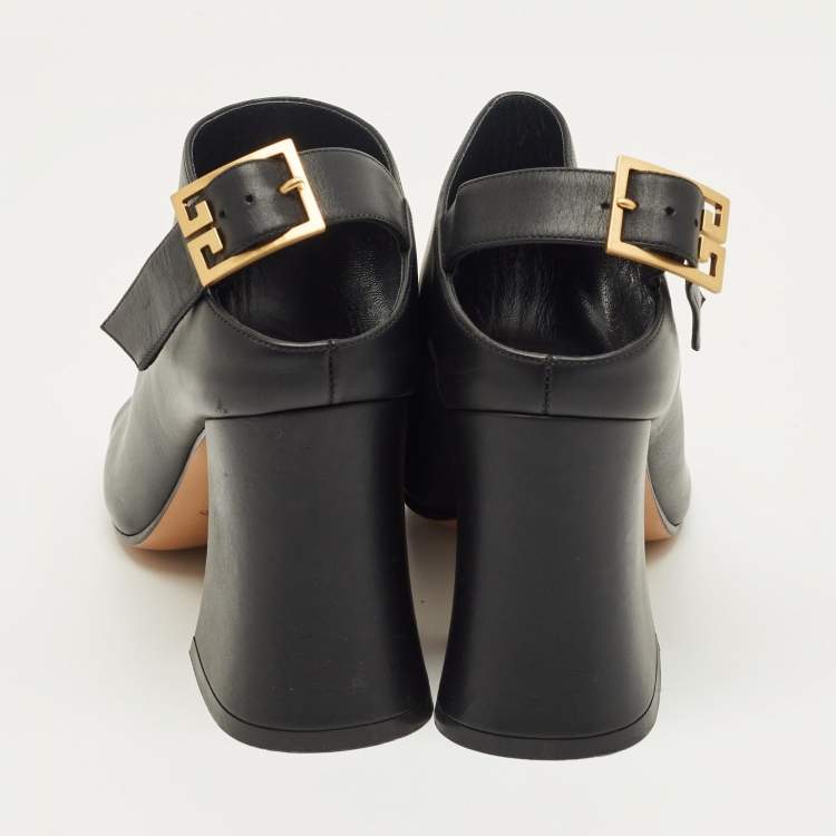 Pre Owned Givenchy Black Leather Slingback Sandals Size 38