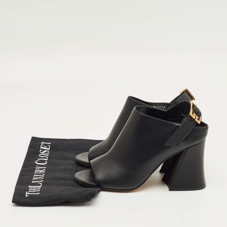 Pre Owned Givenchy Black Leather Slingback Sandals Size 38