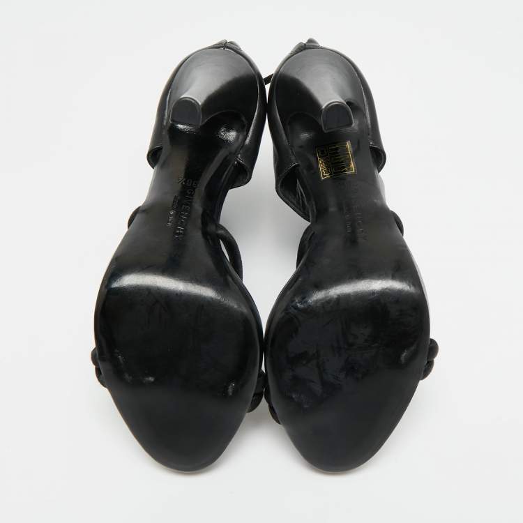 Pre Owned Givenchy Size 38.5 Black Leather Ankle Strap Sandals