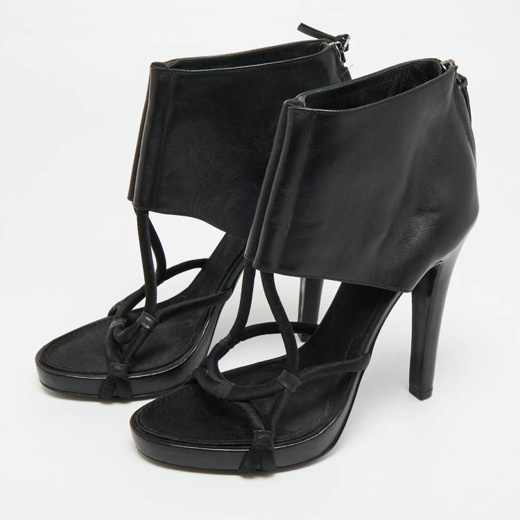 Pre Owned Givenchy Size 38.5 Black Leather Ankle Strap Sandals