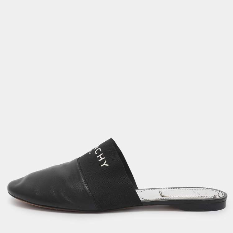 مملوكة مسبقًا Givenchy Bedford Size 41 Black Elastic and Leather Flat Mules