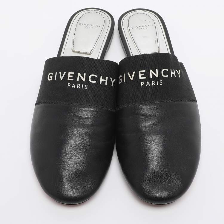 مملوكة مسبقًا Givenchy Bedford Size 41 Black Elastic and Leather Flat Mules