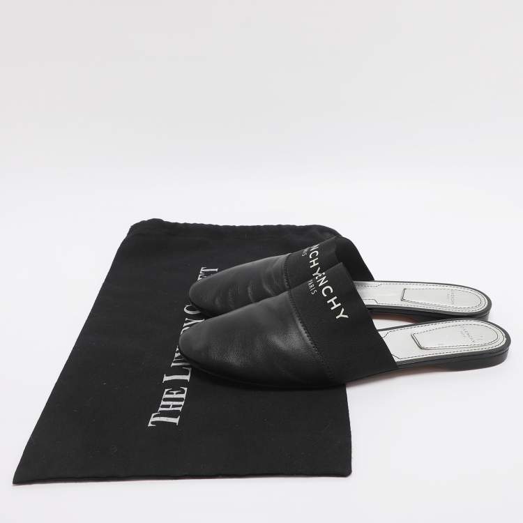 مملوكة مسبقًا Givenchy Bedford Size 41 Black Elastic and Leather Flat Mules